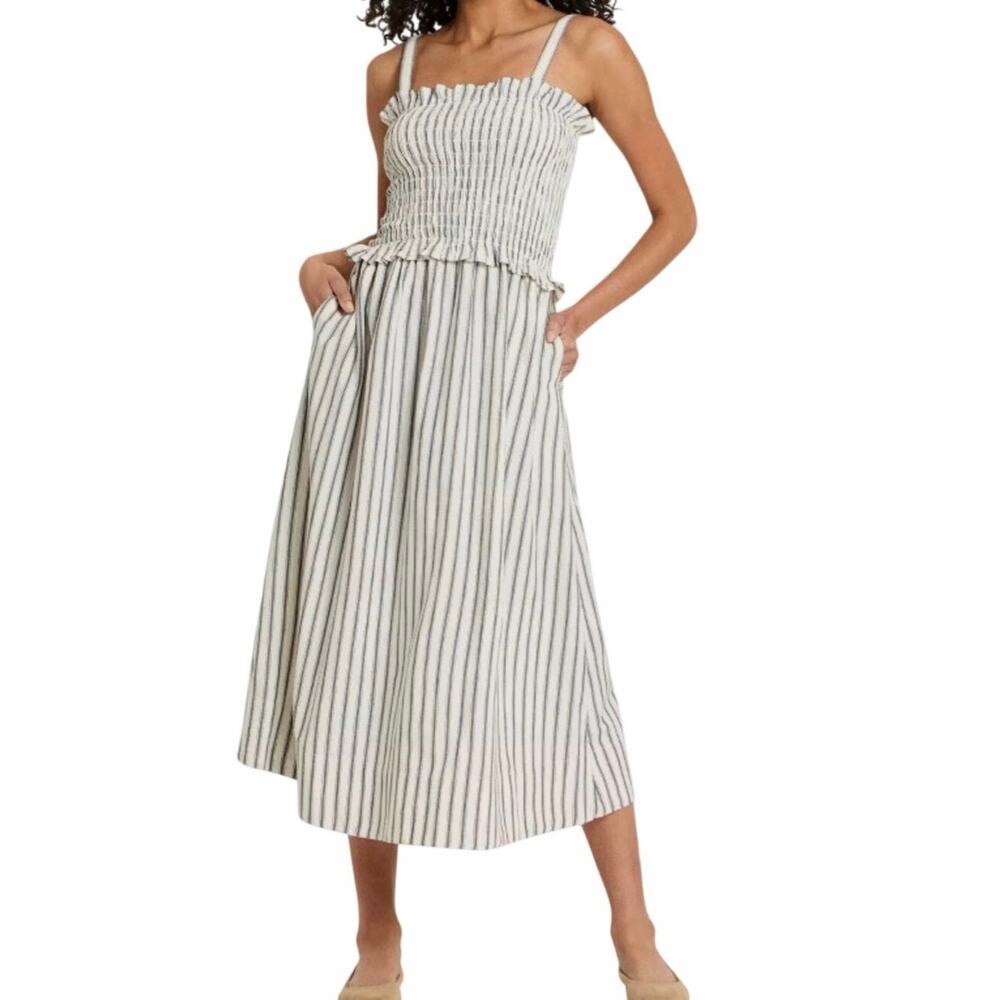 Universal Thread Striped Smocked Bodice Midi Dress Size XS NWT